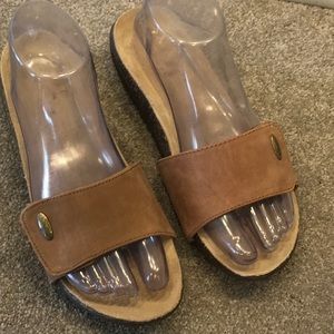 Vandals cocoa brown slip on slide sandals